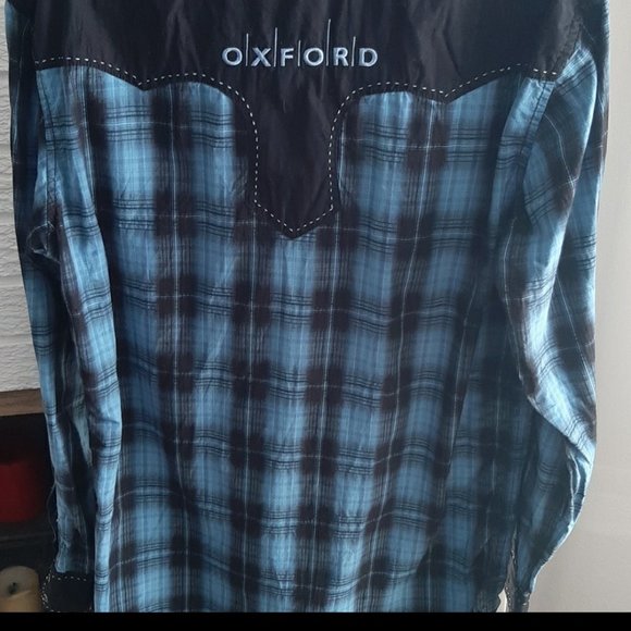 Women's Riley & McCormick Western Cowgirl Oxford Button down Plaid Shirt Size M - Picture 8 of 12